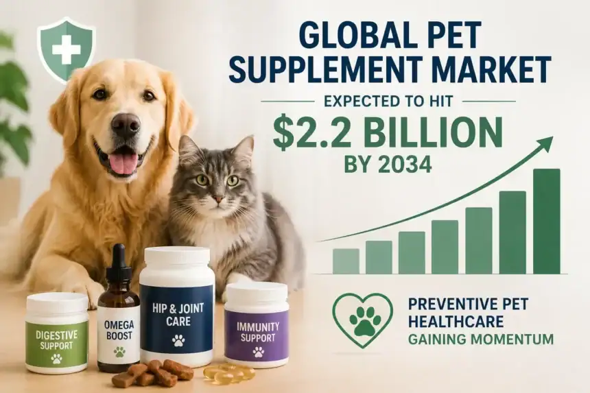 Global Pet Supplement Market Expected to Hit $2.2 Billion by 2034 as Preventive Pet Healthcare Gains Momentum