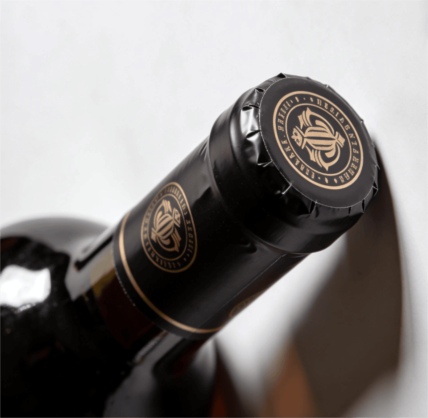 Bespoke- Glass- Bottle- Caps-Heat shrink Black