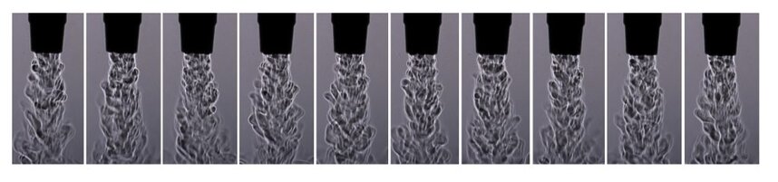 Images of welding nozzles with turbulent shielding gas flow