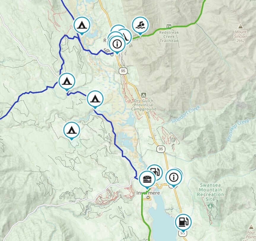 Map of Invermere Motorcycle Routes