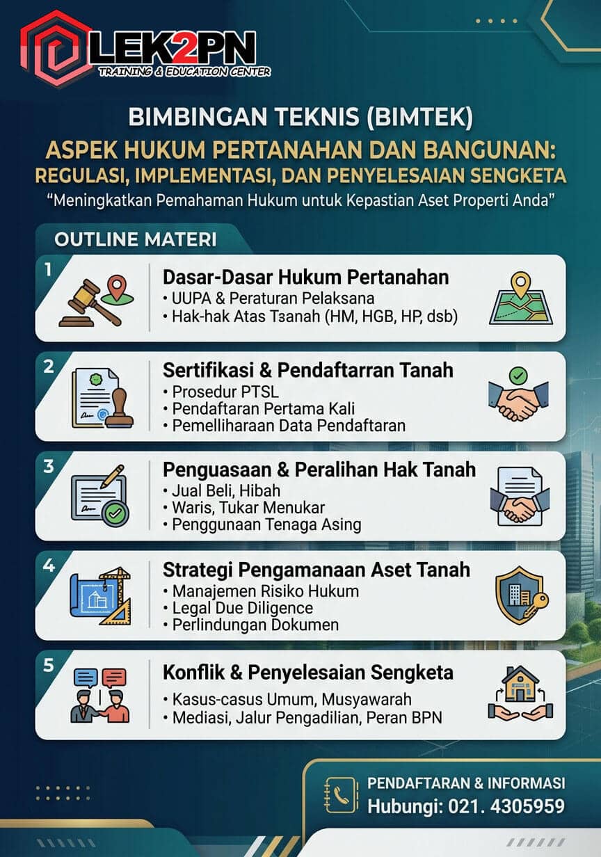 Bimbingan Teknis Aspek Hukum Pertanahan dan Bangunan