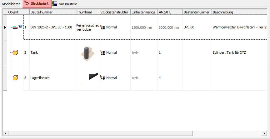 Stückliste strukturiert