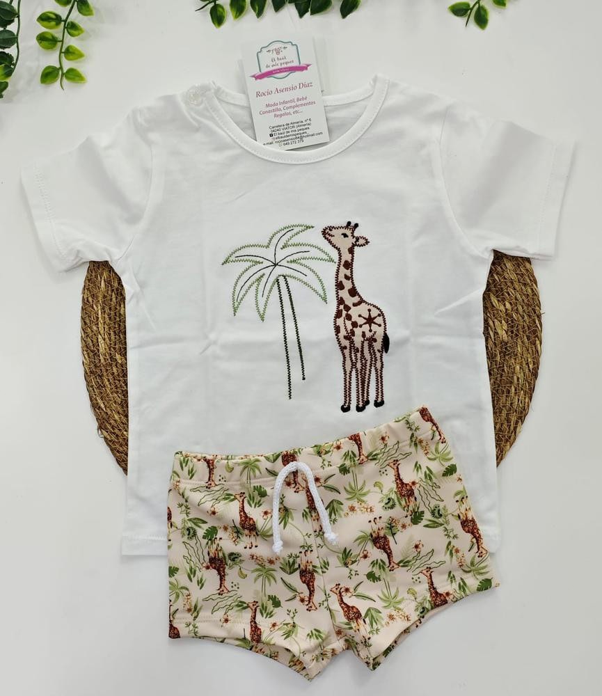conjunto baño jirafas selva niño