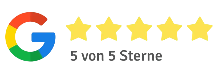 Icon zeigt die 5 Sterne Google Bewertung