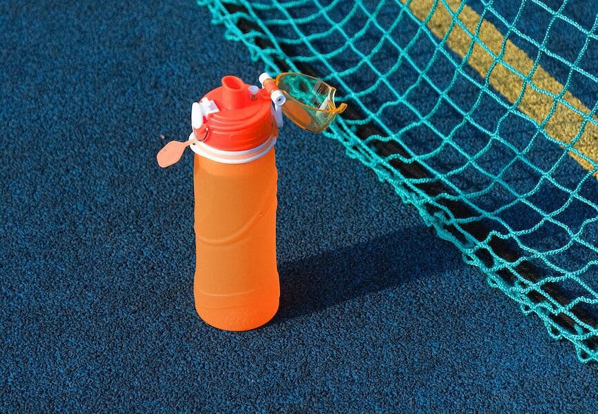 bottle of water on sport ground