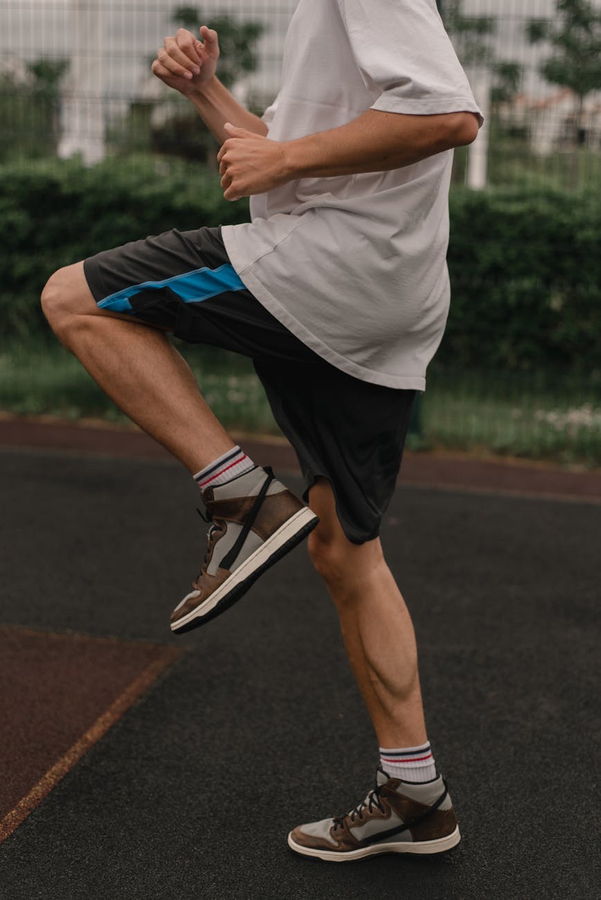 A man doing his running exercises