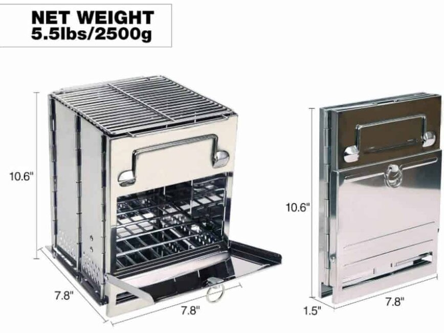 REDCAMP Wood Burning Camp sizes