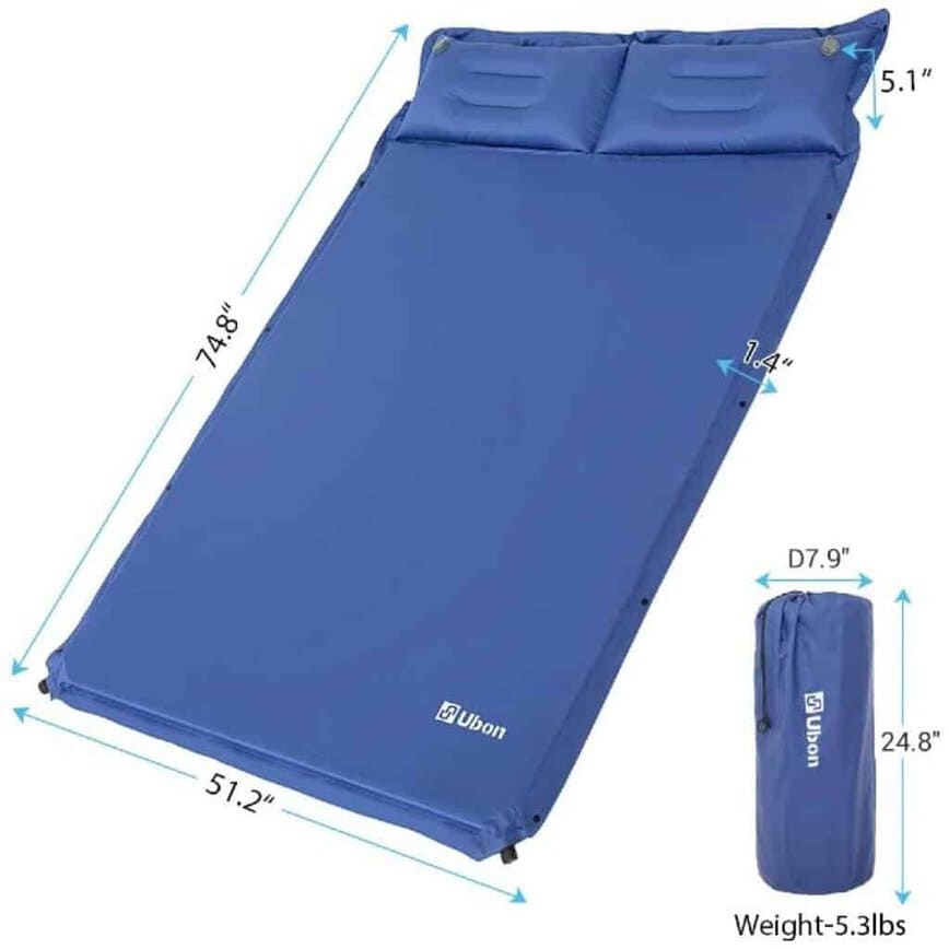 Ubon Double Self-Inflating Sleeping Pad dimensions