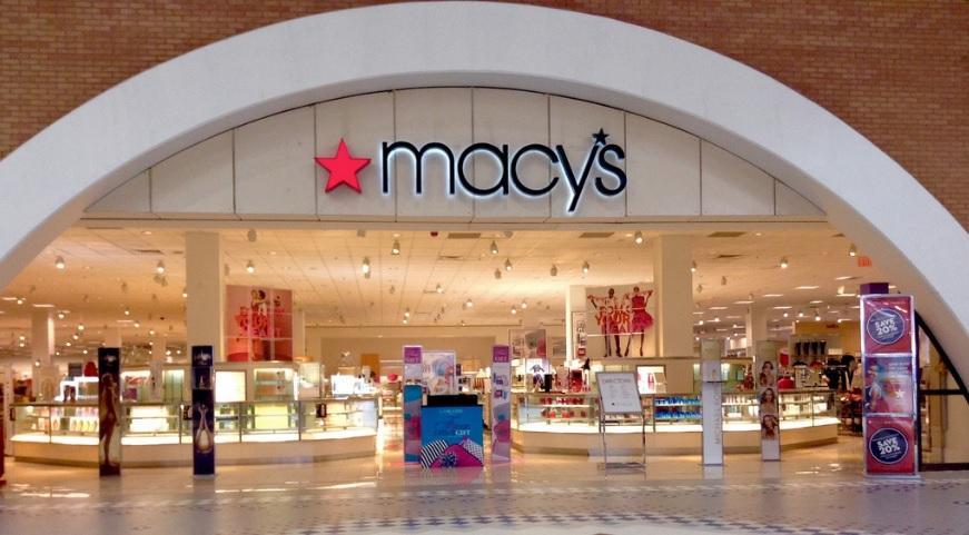 the entrance to a Macy's department store