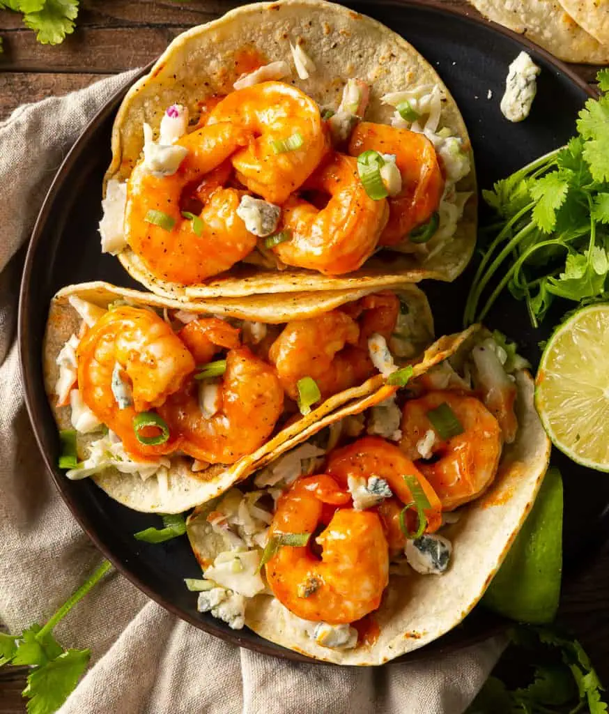 healthy buffalo shrimp tacos