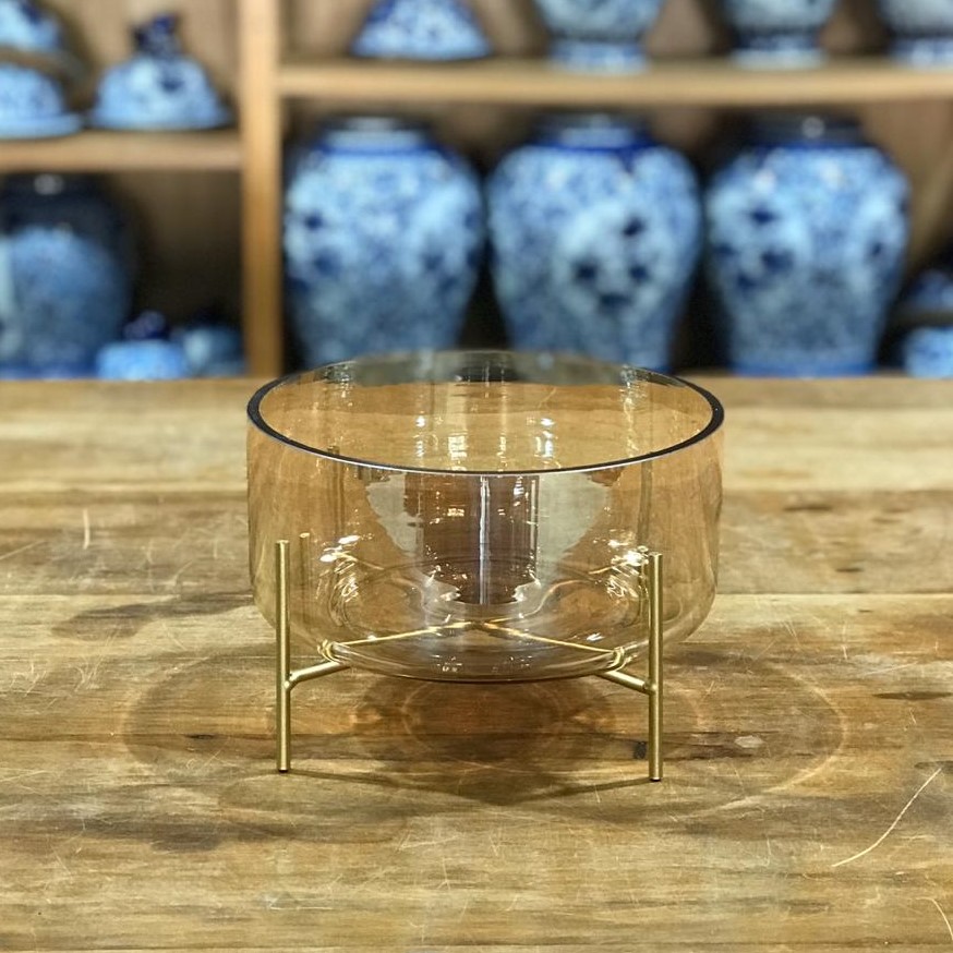 Bowl com suporte vidro champanhe