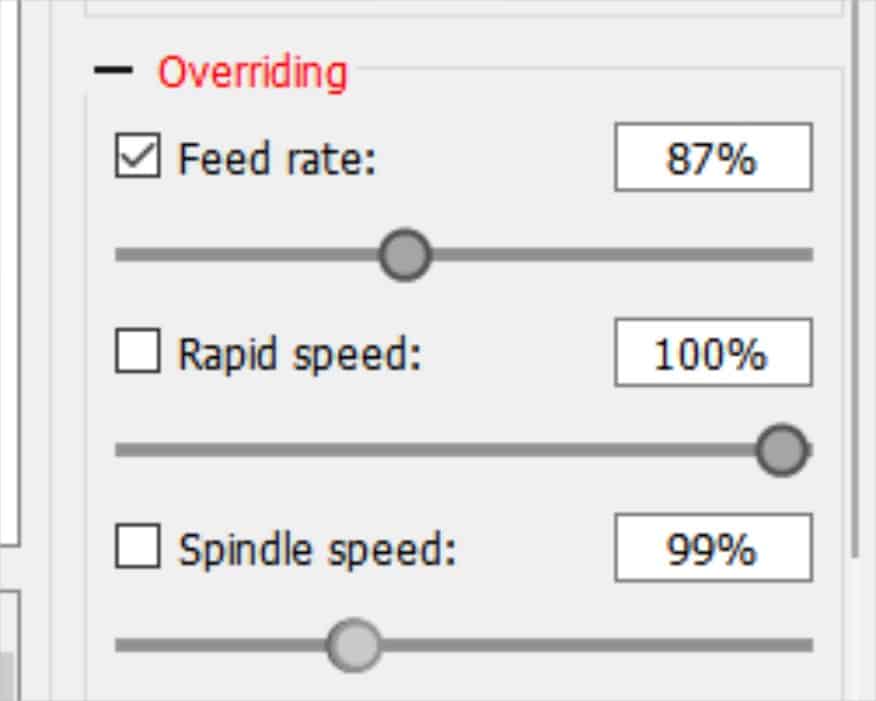 candle feed and speed override controls