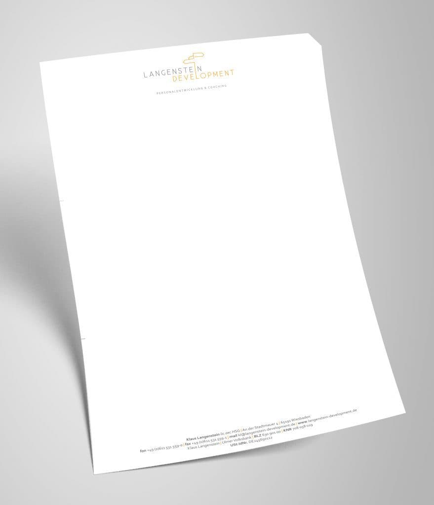 Briefpapier für Kunden "Langenstein Development"