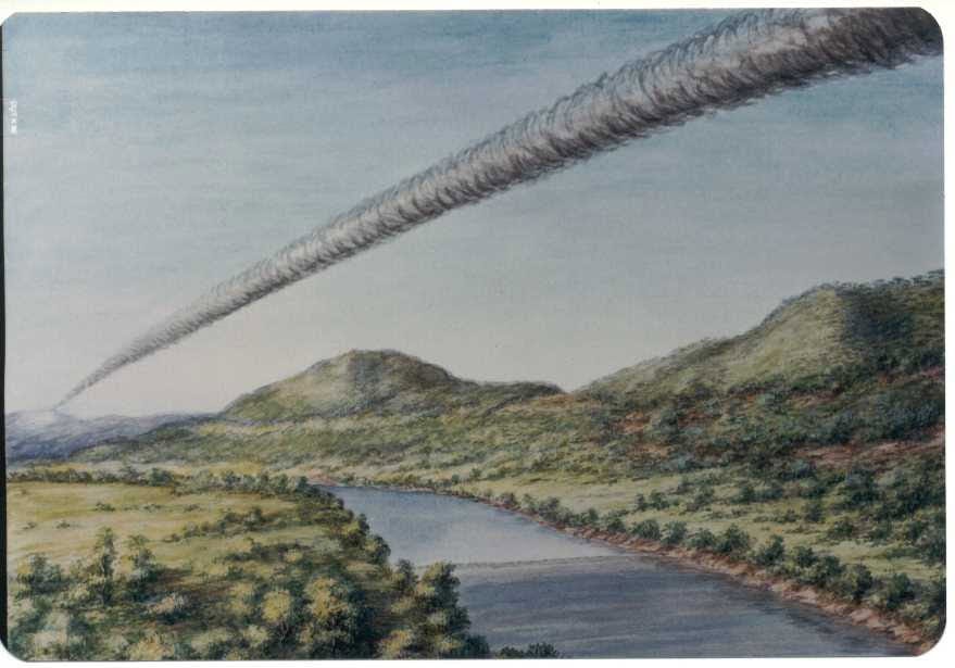 Quadro de Gisela Schinke que retrata a queda do Meteorito de Putinga