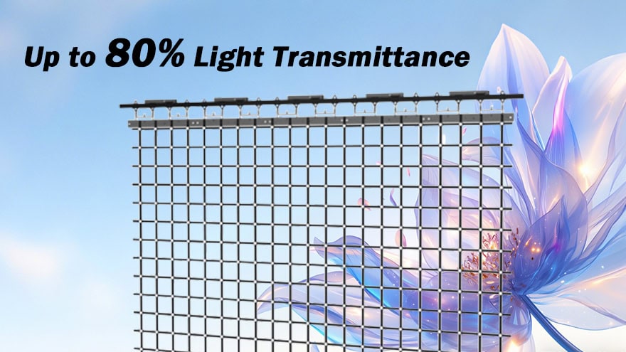 Ultra-transparent flying LED screen with up to 80% light transmittance against sky