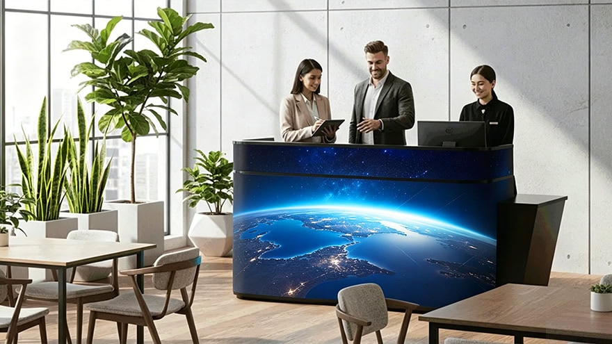 Fronta Series Front Desk LED Display - Modern and stylish reception desk