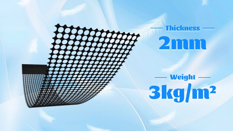 InviAir Holographic LED Screen ultra-thin 2mm display film weighing only 3kg/m² - lightweight and discreet glass integration
