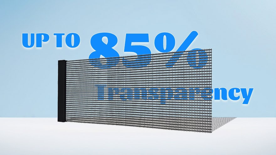 InviAir Holographic LED Screen with up to 85% transparency - digital content displayed while preserving clear glass visibility