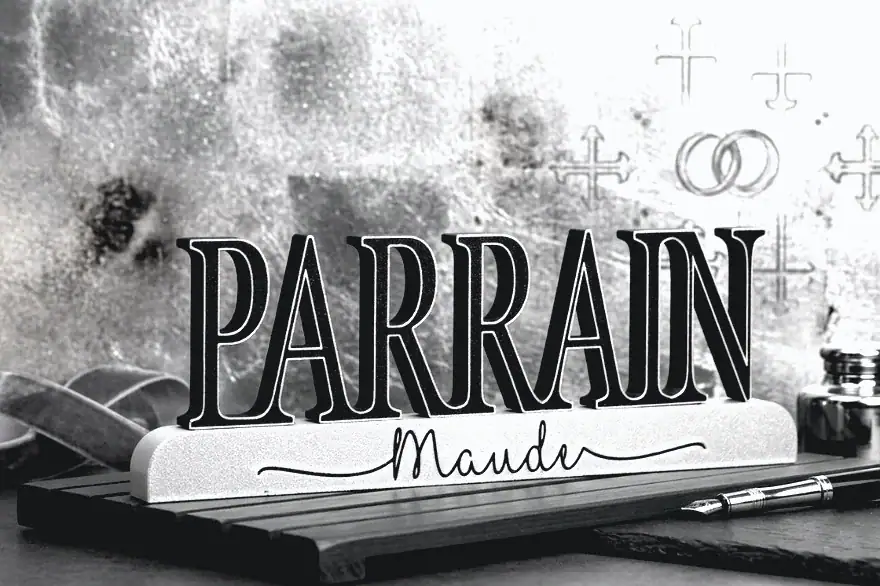 Support Parrain finition argent en impression 3D