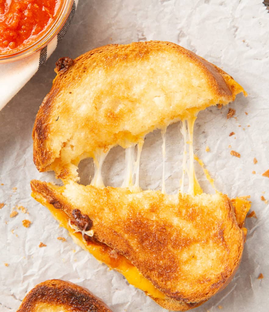 mozzarella and cheddar grilled cheese in the air fryer