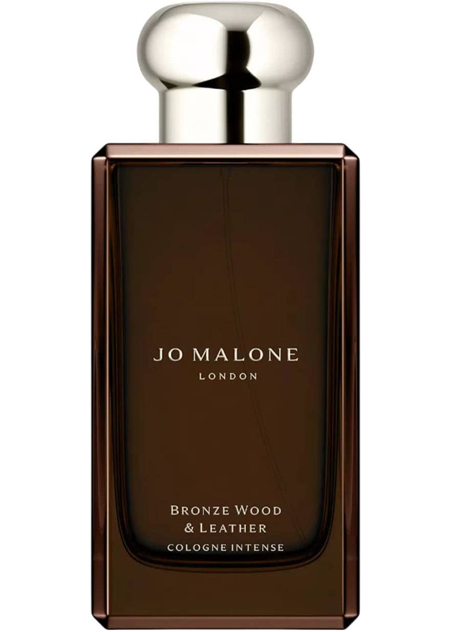 Jo Malone Bronze Wood & Leather Cologne Intense fragrance re-release inspired by smoky woods, supple leather, vetiver, juniper, and fresh grapefruit