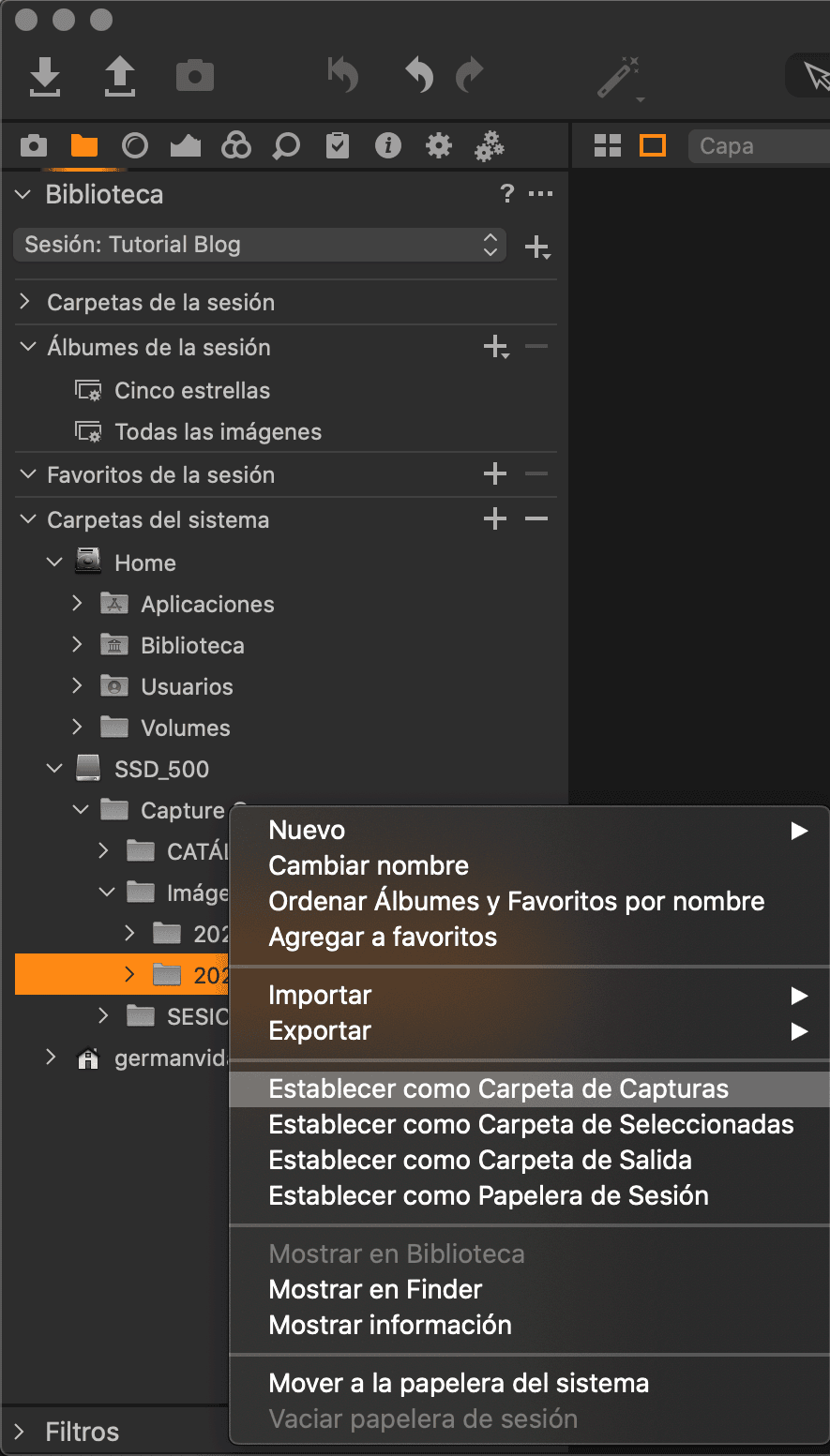 Establecer carpeta capturas_2