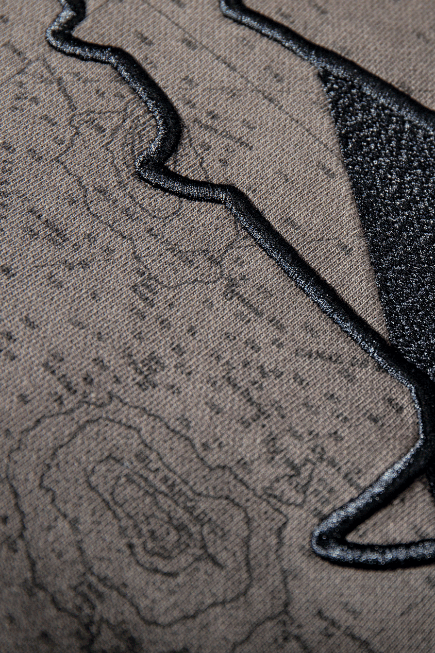 SUDADERA CON CAPUCHA MAPA GALÁPAGOS GRIS