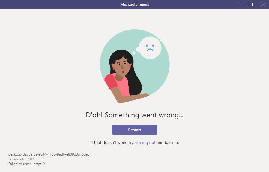 Microsoft Teams Error 503