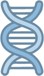 a blue DNA helix icon