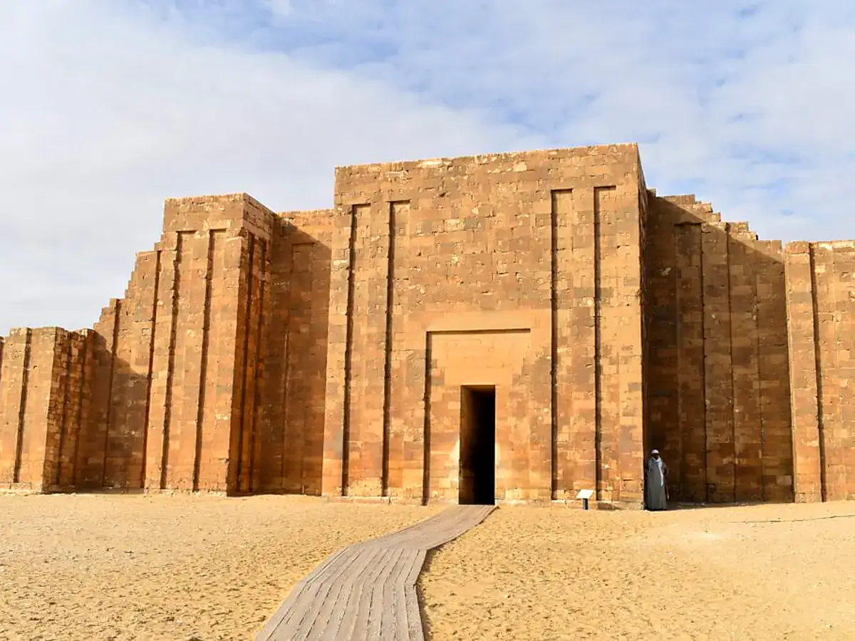 Limestone ceremonial facade in Djoser’s pyramid complex