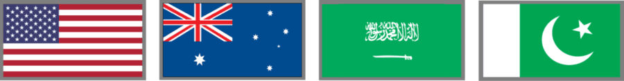 US, Australia, Pakistan, Saudia Arab Flags Image