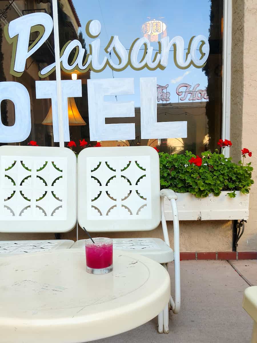 prickly pear margarita at the Hotel Paisano in Marfa, TX
