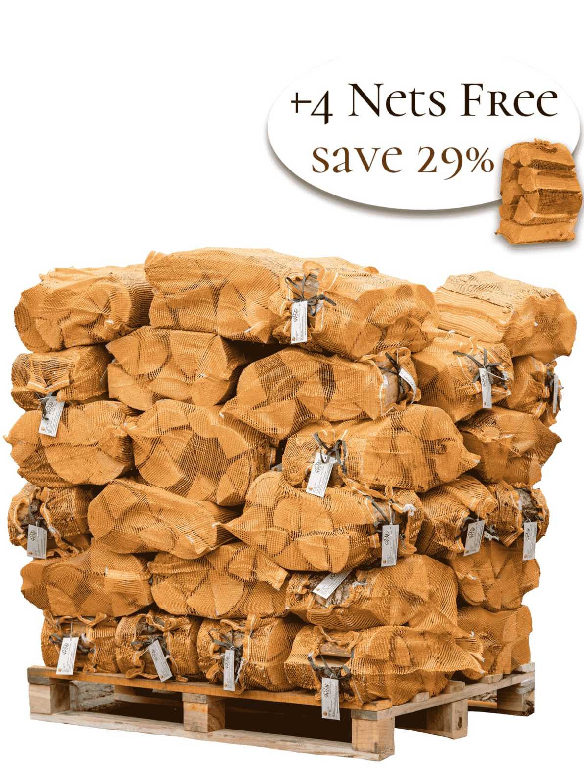 Premium Kiln Dried Birch Logs 48 Nets For sale UK