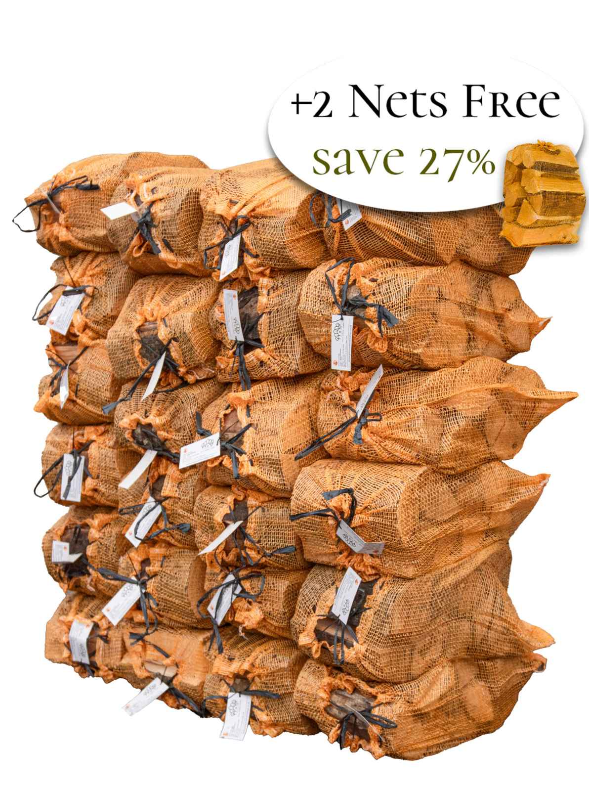 24 Nets Premium Kiln Dried Logs Mixed Hardwood