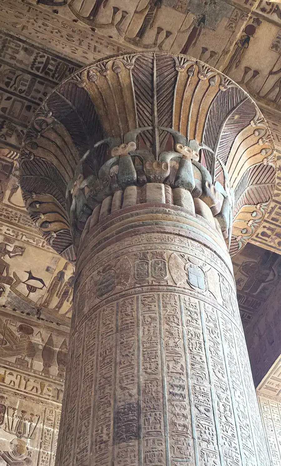 Lotus-inspired column capital inside the Temple of Esna