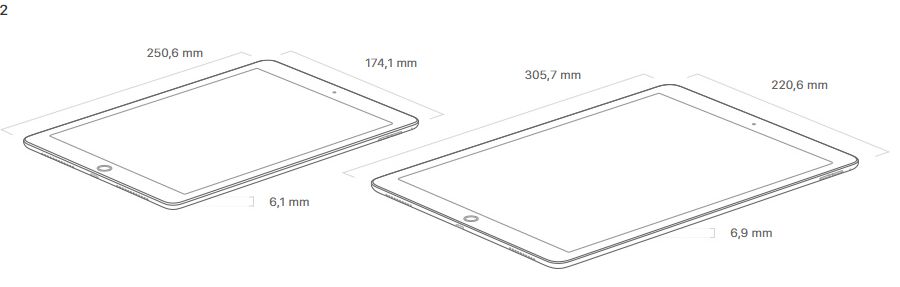 Größenvergleich: Das iPad Pro mit 10,5" und 12,8" (Abb.: Apple)