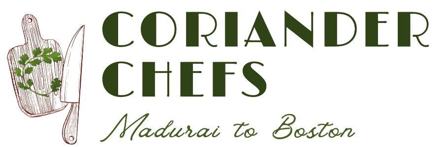 Coriander Leaf on a cutting board & Knife Logo with Name