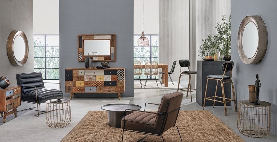 Mobili di design in stile industriale e vintage per interni raffinati, comfort e stile per il soggiorno.