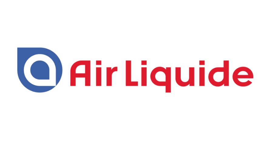 Logo von Air Liquide, einem Partner von Stahl- und Metallbau Drost. Es zeigt ein blaues tropfenförmiges Symbol mit einem weißen 'a' darin und den roten Schriftzug 'Air Liquide' auf weißem Hintergrund.