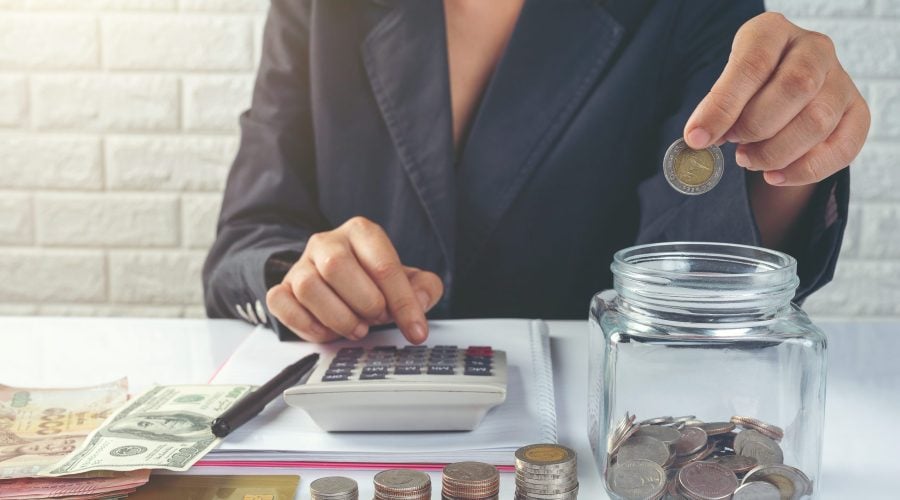 finance and accounting concept. business woman working on desk