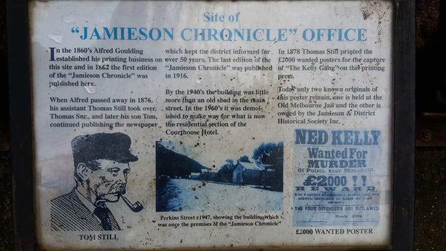 Jamieson Chronicle - Wanted poster article for one of Australia's naughtiest boys, Ned Kelly.