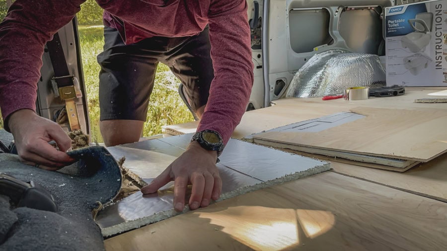 van floor insulation, van floor buildout step by step guide on insulation, van insulation how to, arboursabroad, vantrails