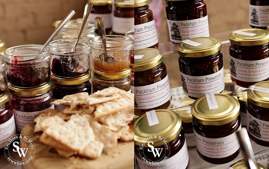 Jars of artisan jams from the Peckham preserves company.