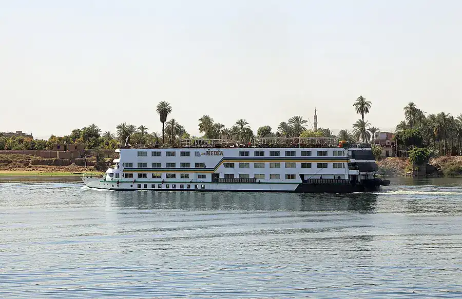 Nile cruise ship sailing between Luxor and Aswan