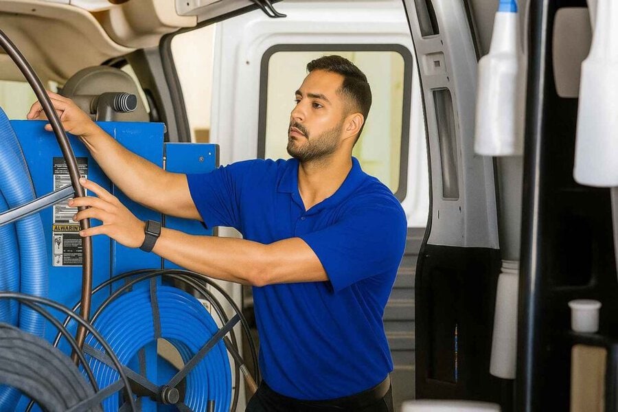 Crest Cleaning Services technician performing professional carpet cleaning in Seattle, WA