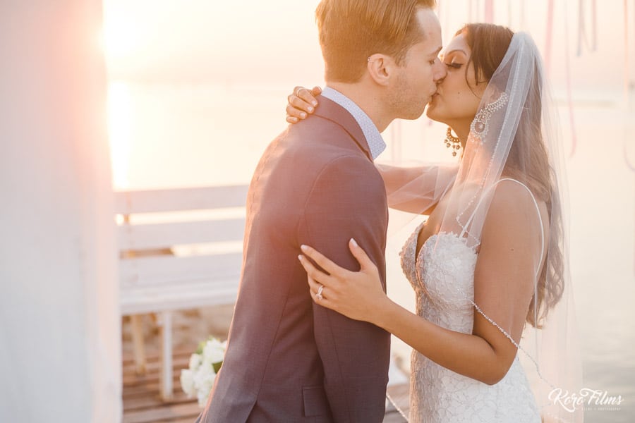 Western Wedding kiss sunrise Bang Pu