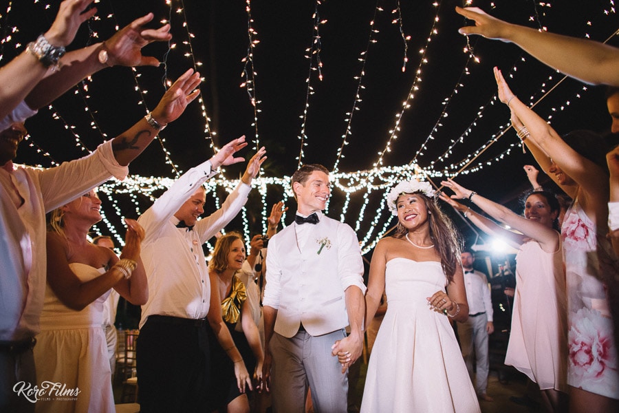Western Wedding Tunnel of friends' hands