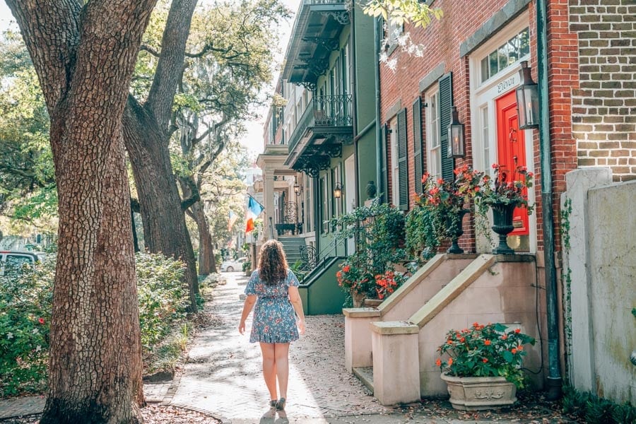 Lia exploring Jones Street in Savannah, Georgia.