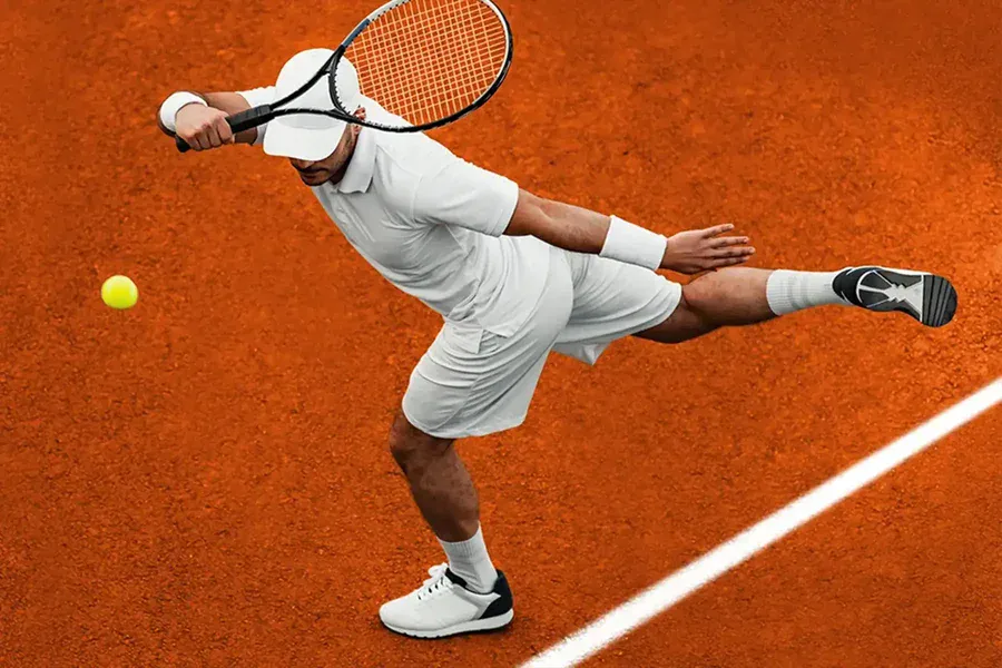 Tennisspieler beim Aufschlag
