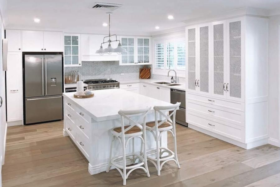 Custom made kitchen in a shaker style. custom made cabinet making and joinery.